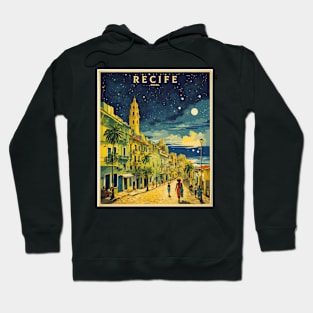 Recife Brazil Starry Night Vintage Tourism Travel Poster Hoodie